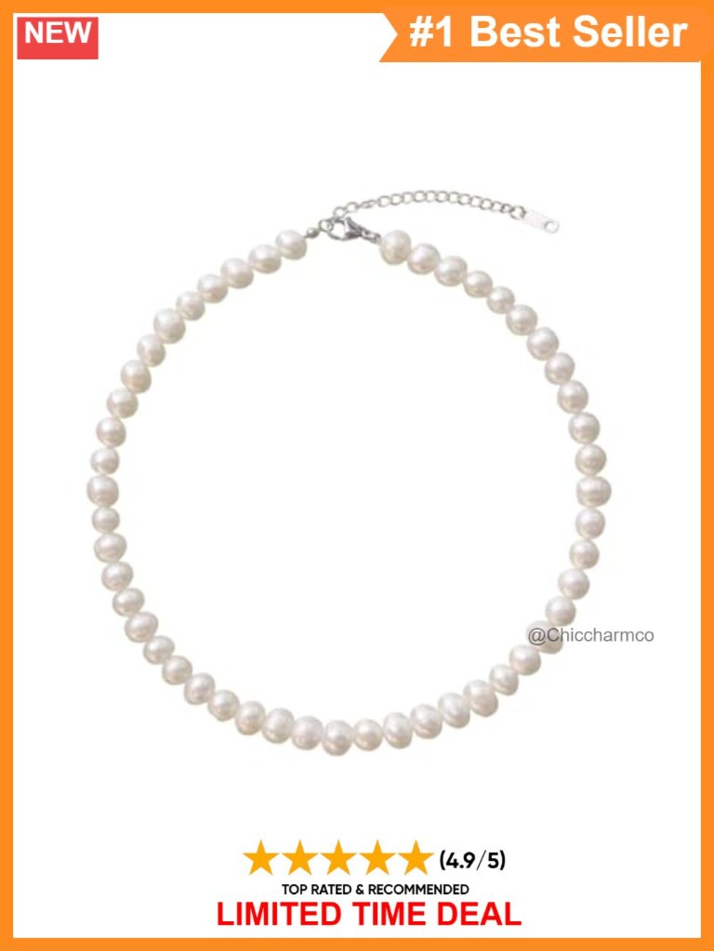 Freshwater Baroque Pearl Necklace Stainless Steel Adjustable Chain Women's